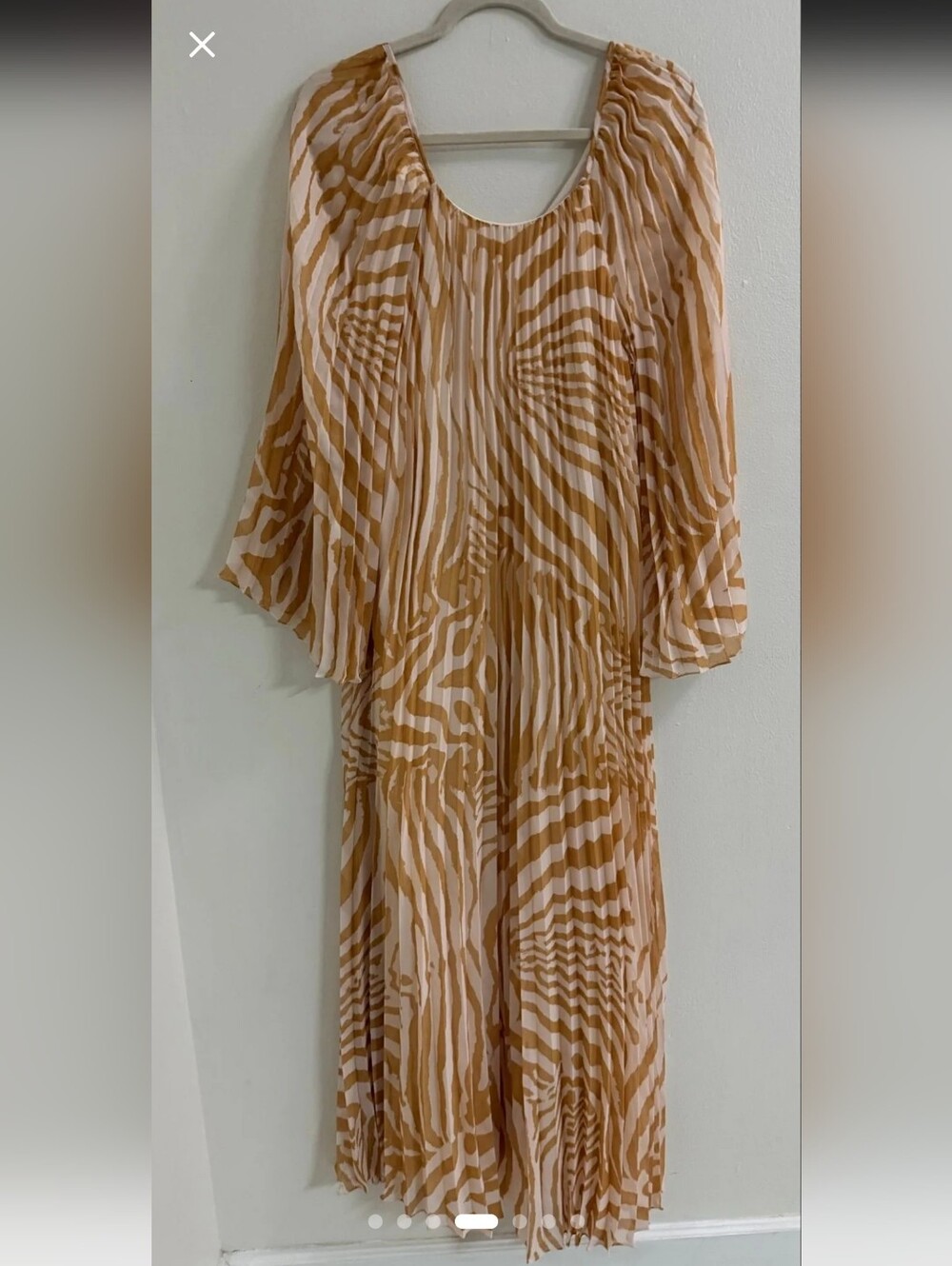 Sézane Julietta LongSleeve Pleated Maxi Robe Dress In Zebra Sz 10 - Picture 7 of 11